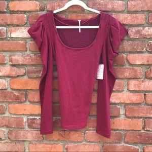 FREE PEOPLE Penelope Puffed Shoulder Top